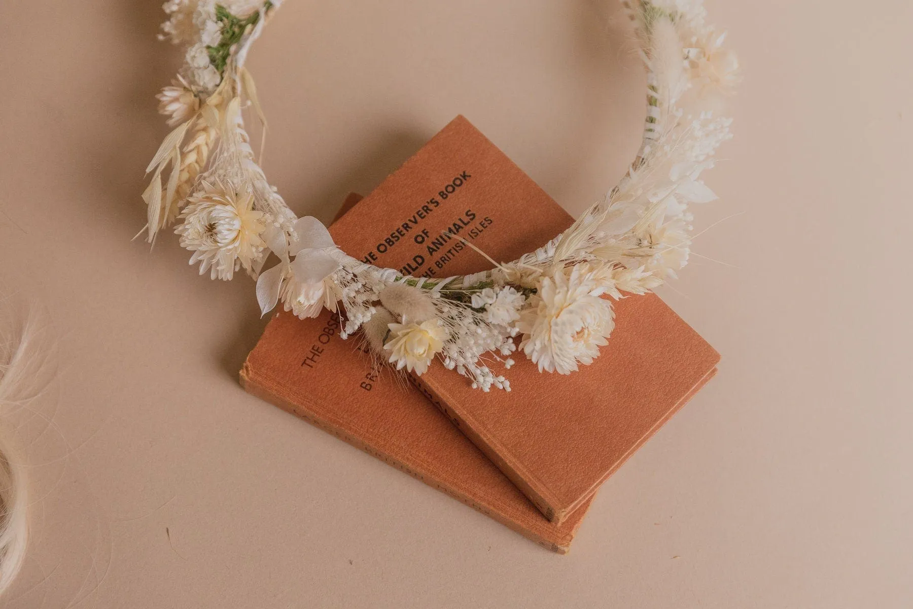 Cream Straw Flowers and Statice Crown / Broom Bloom Dried Grasses Crown / Dried Flower Crown / Boho Bridal Crown