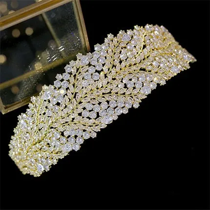 Cubic Zirconia Crystal Flower Bridal Wedding Headband Crown