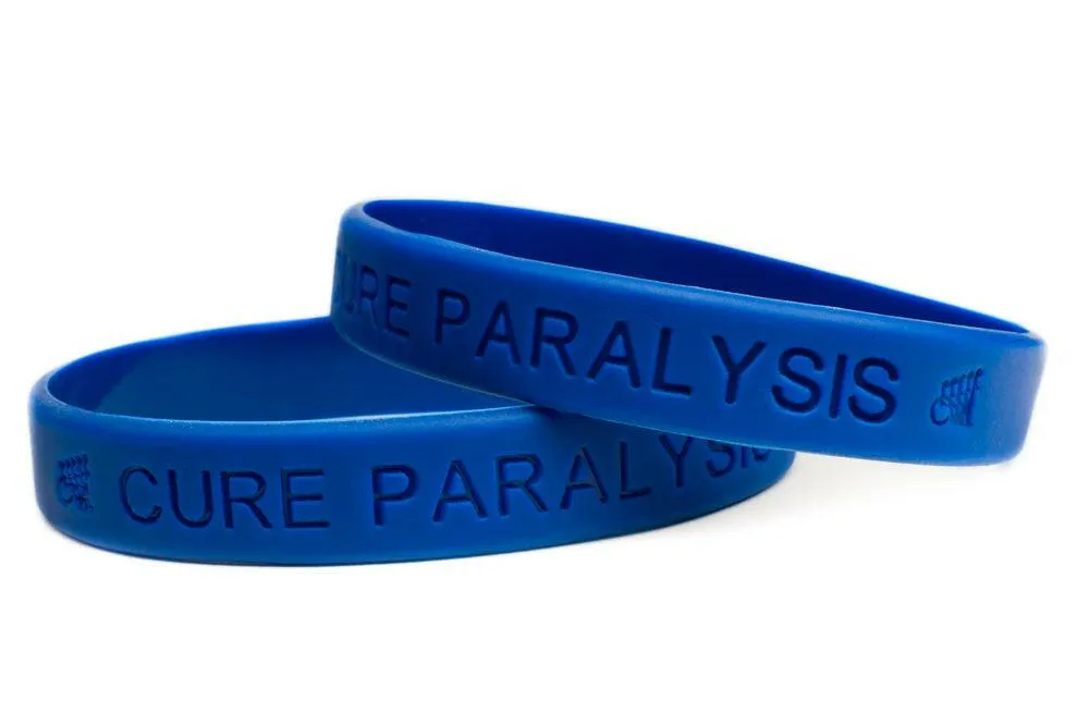 Cure Paralysis Blue Rubber Bracelet Wristband - Youth 7"