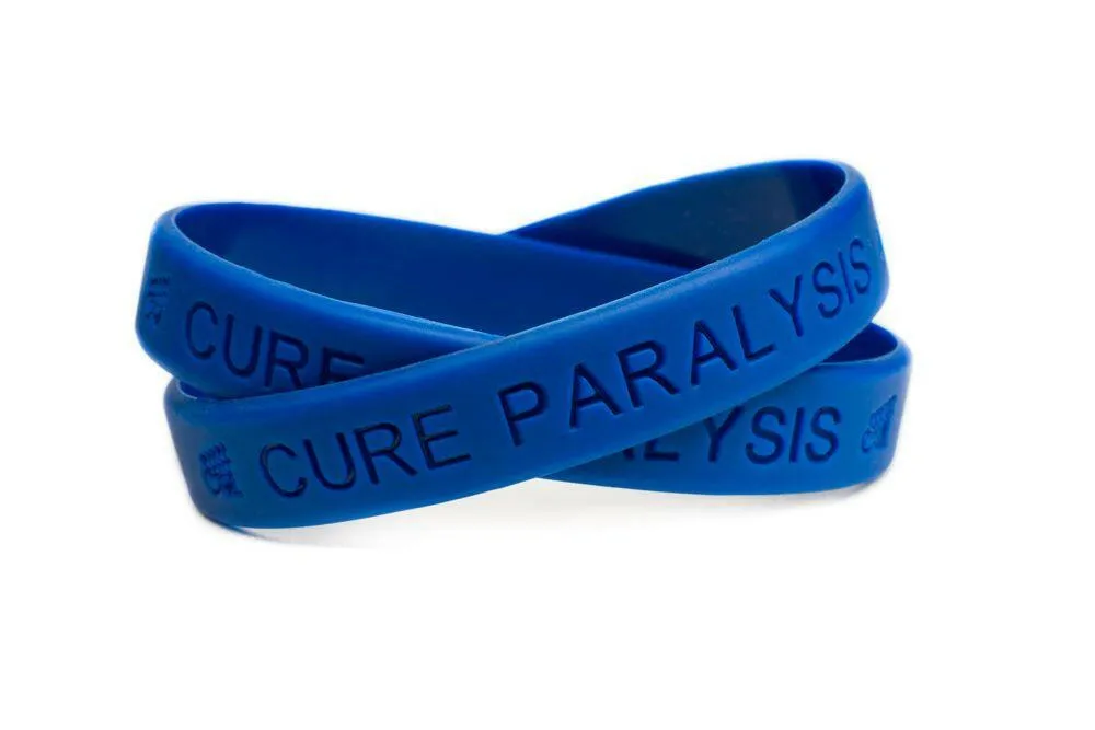 Cure Paralysis Blue Rubber Bracelet Wristband - Youth 7"