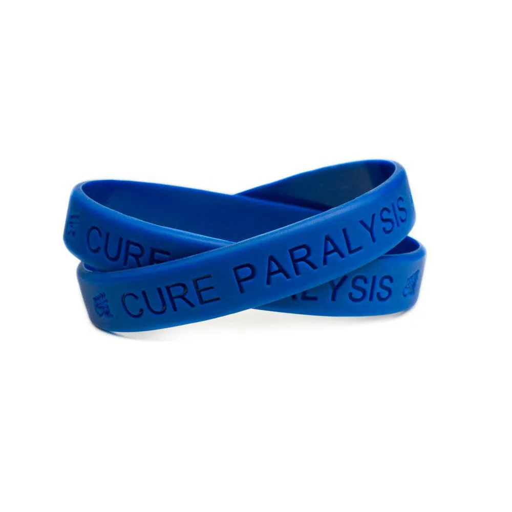 Cure Paralysis Blue Rubber Bracelet Wristband - Youth 7"