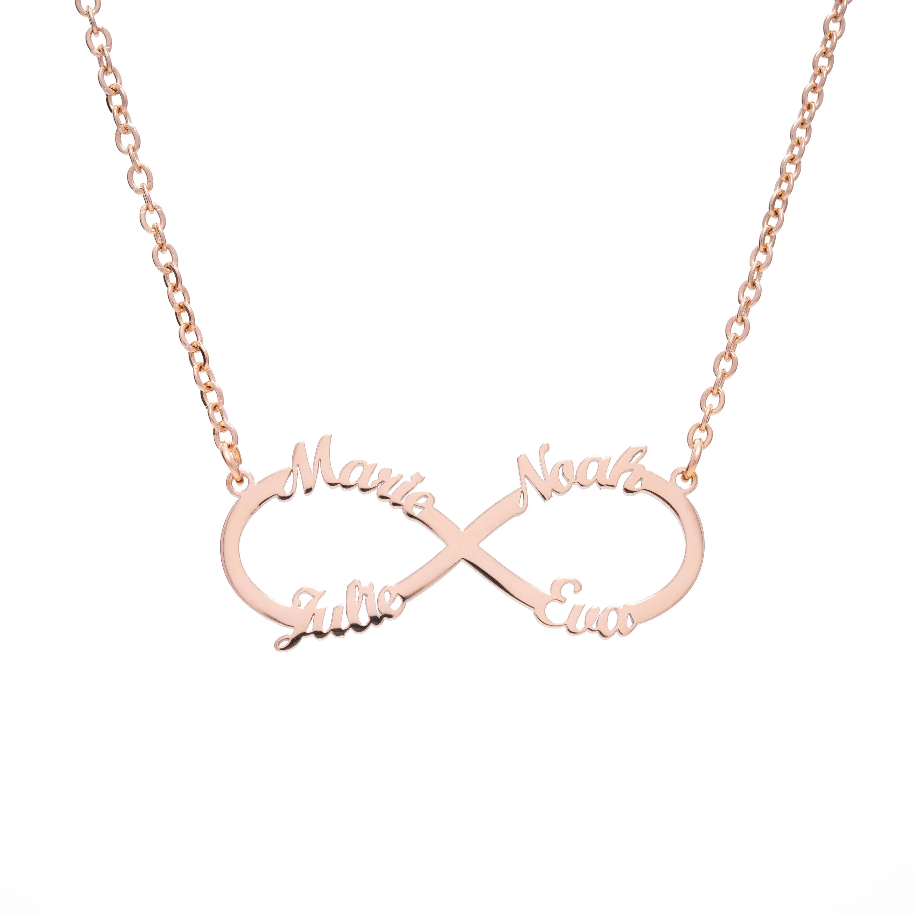 Custom 4 Names Infinity Sign Necklace