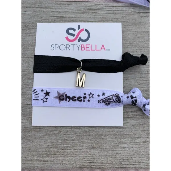 Custom Cheer Hair Ties with Letter Charm