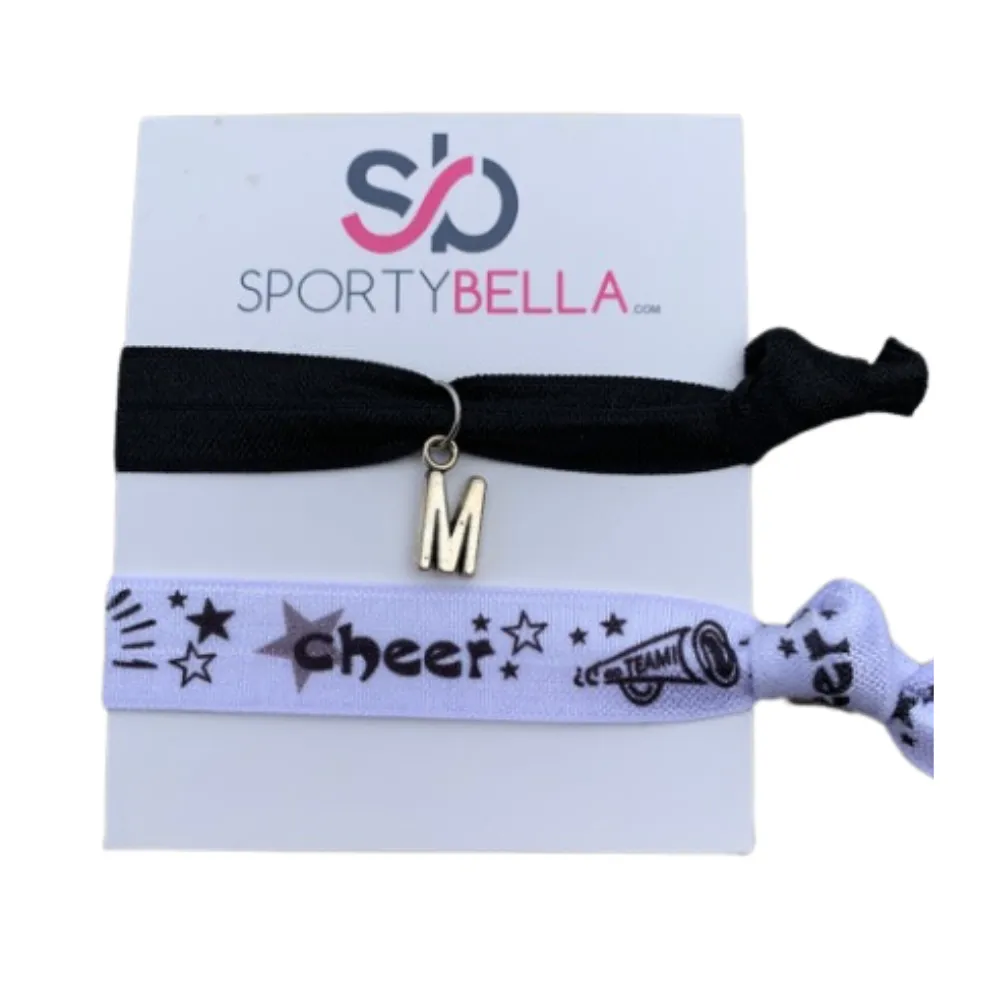 Custom Cheer Hair Ties with Letter Charm