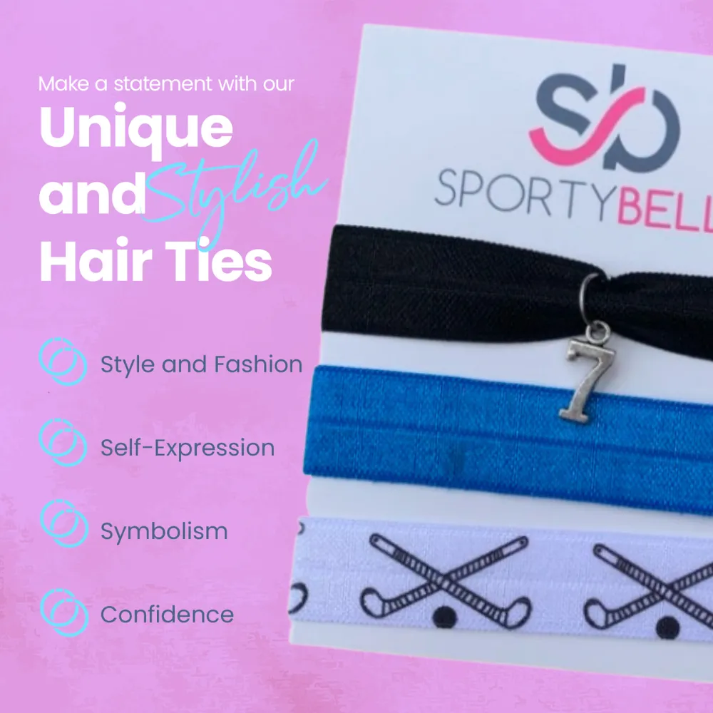 Custom Field Hockey Hair Ties with Number Charm & Team Colors