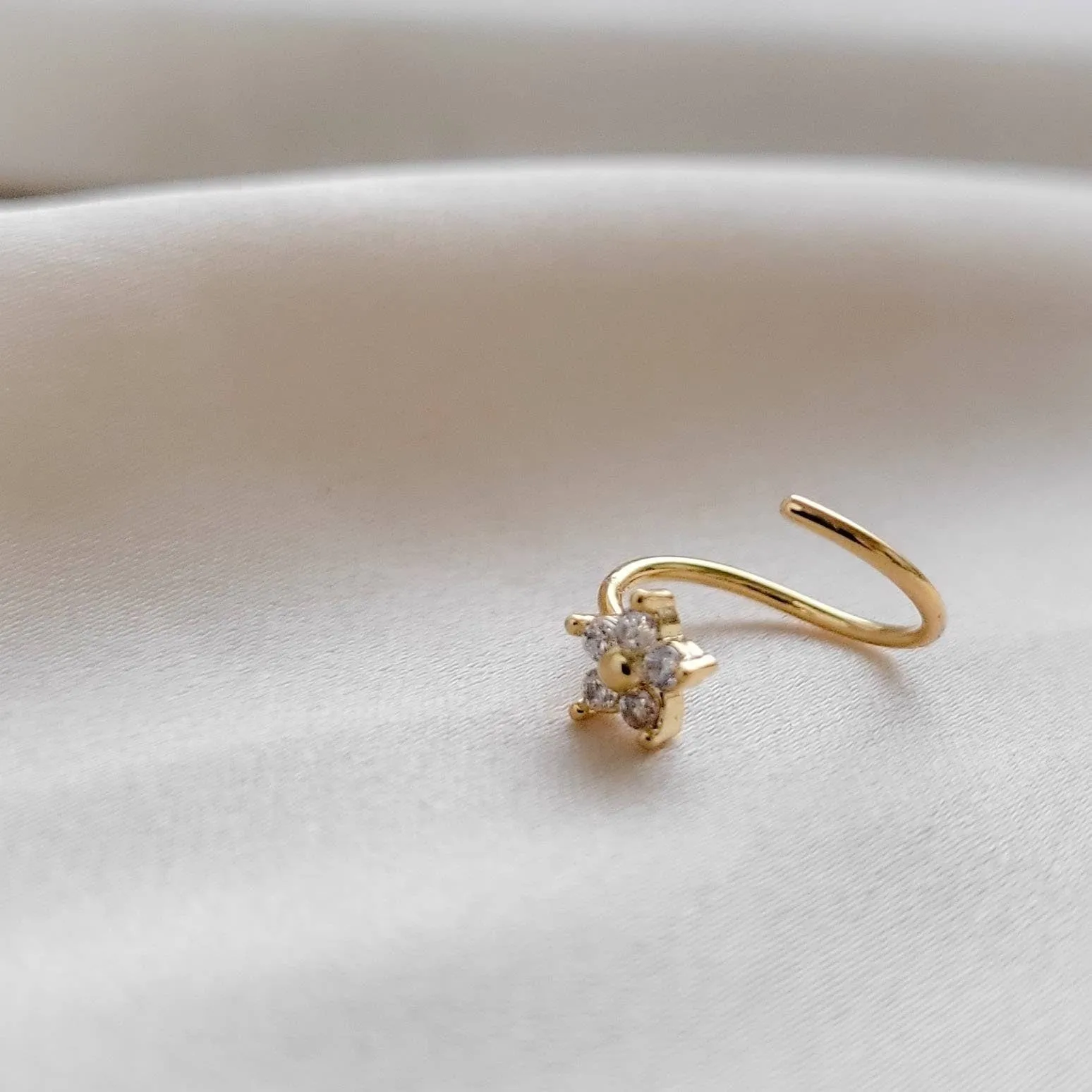 Diamond CZ Flower Nose Ring