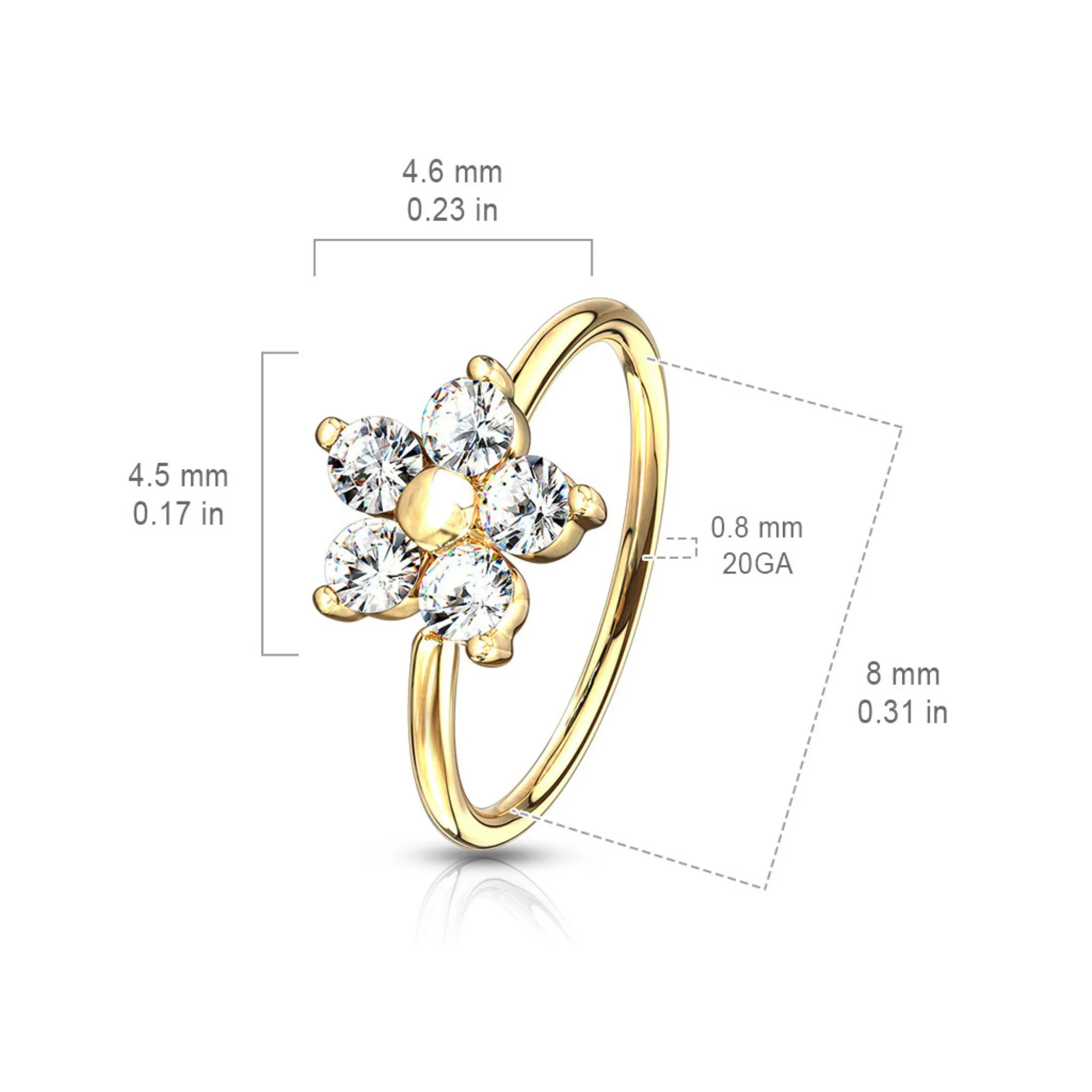 Diamond CZ Flower Nose Ring