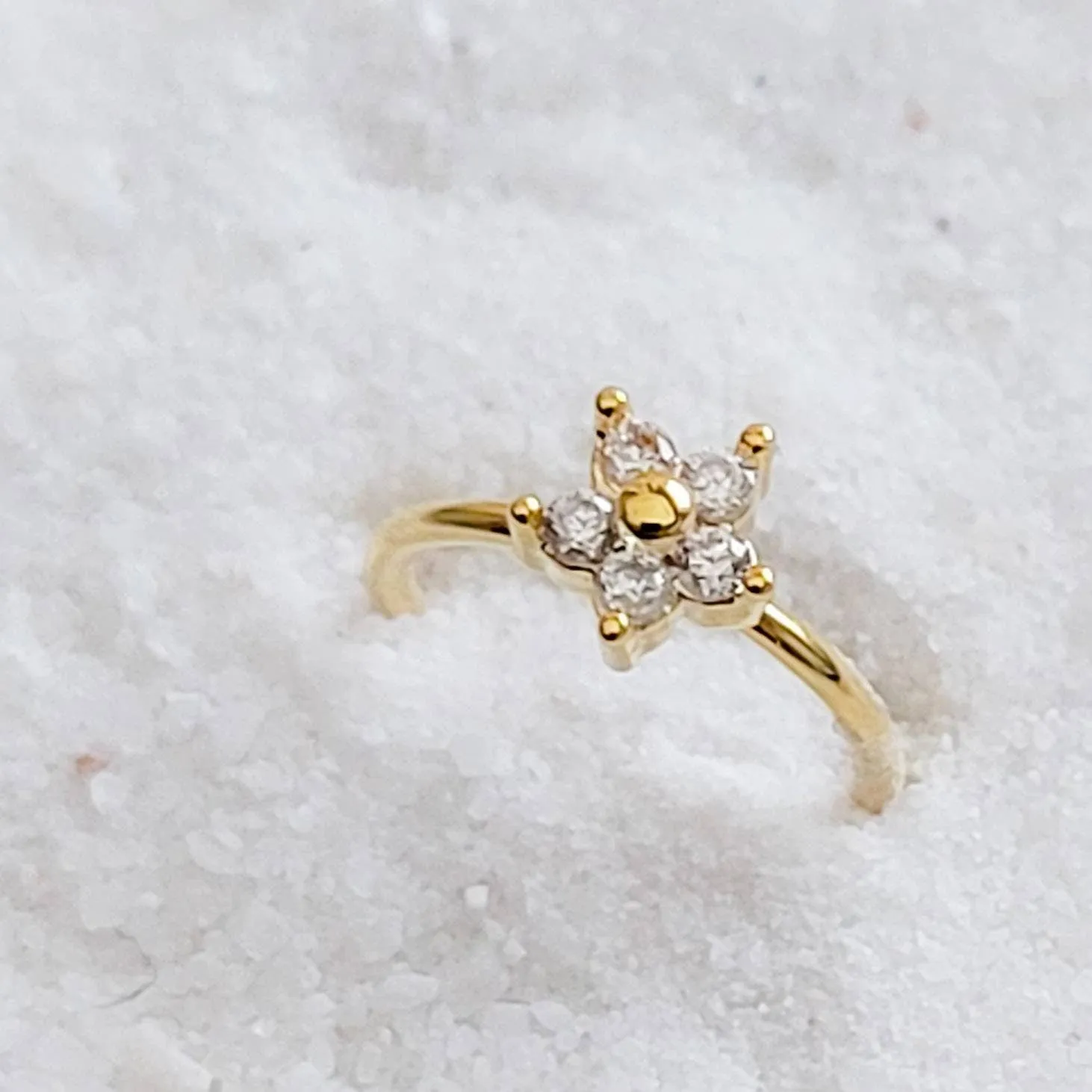 Diamond CZ Flower Nose Ring