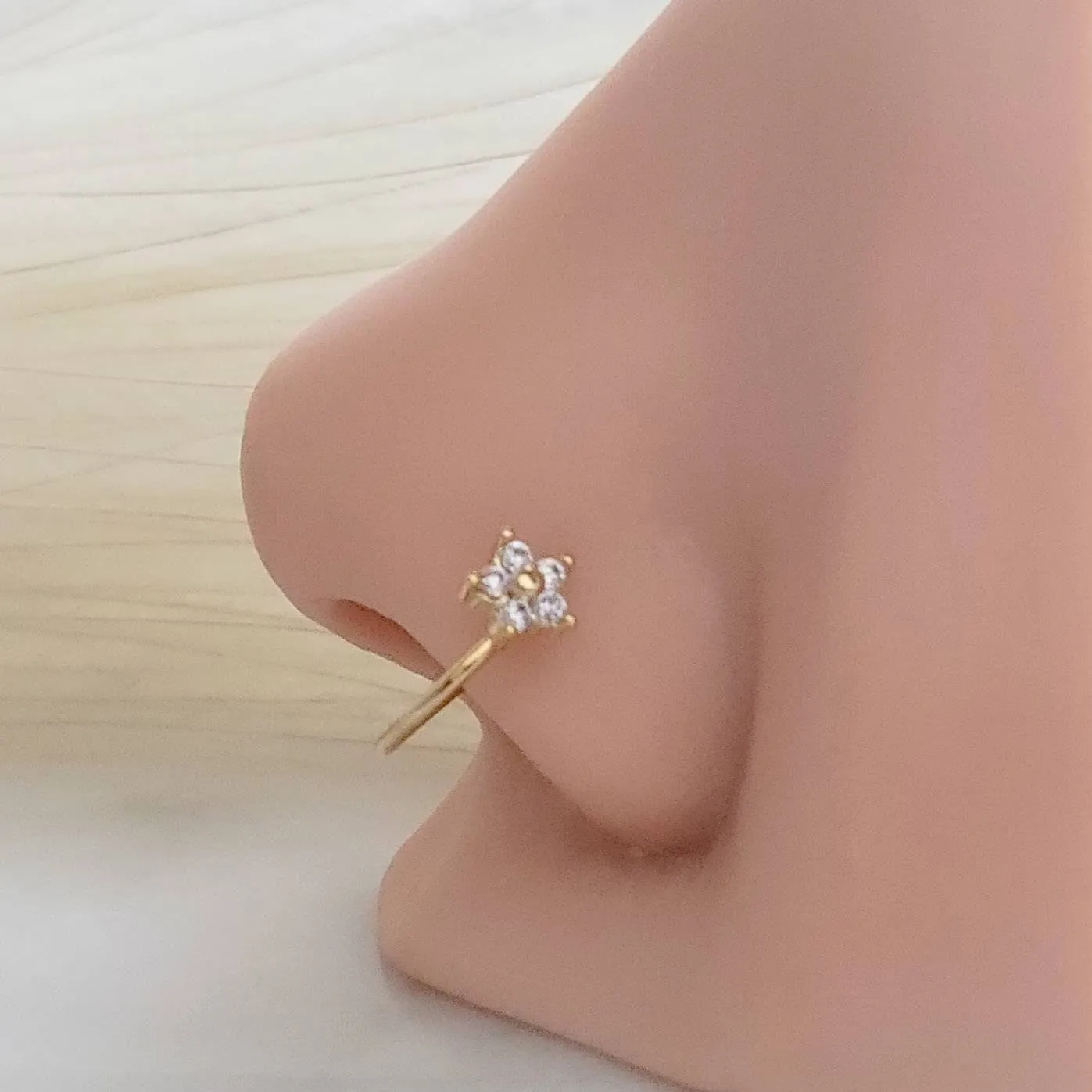 Diamond CZ Flower Nose Ring