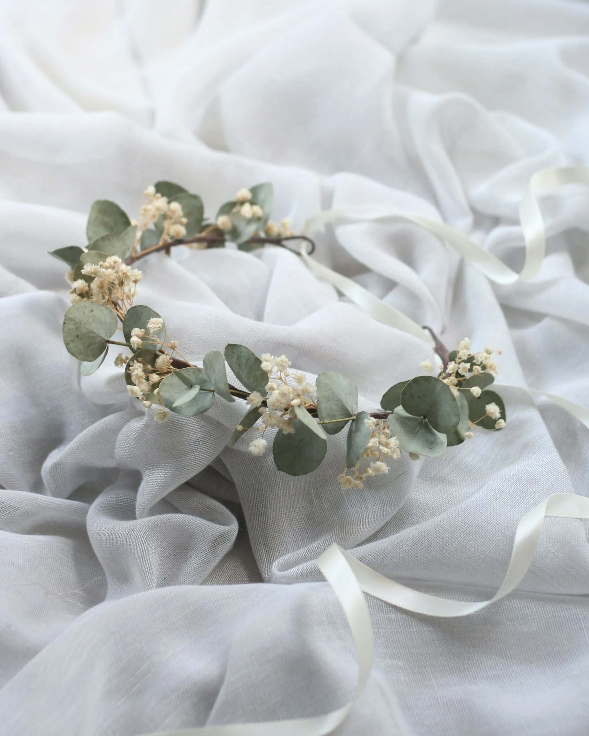 Dried Flower Crown EUCALYPTUS   BABY'S BREATH