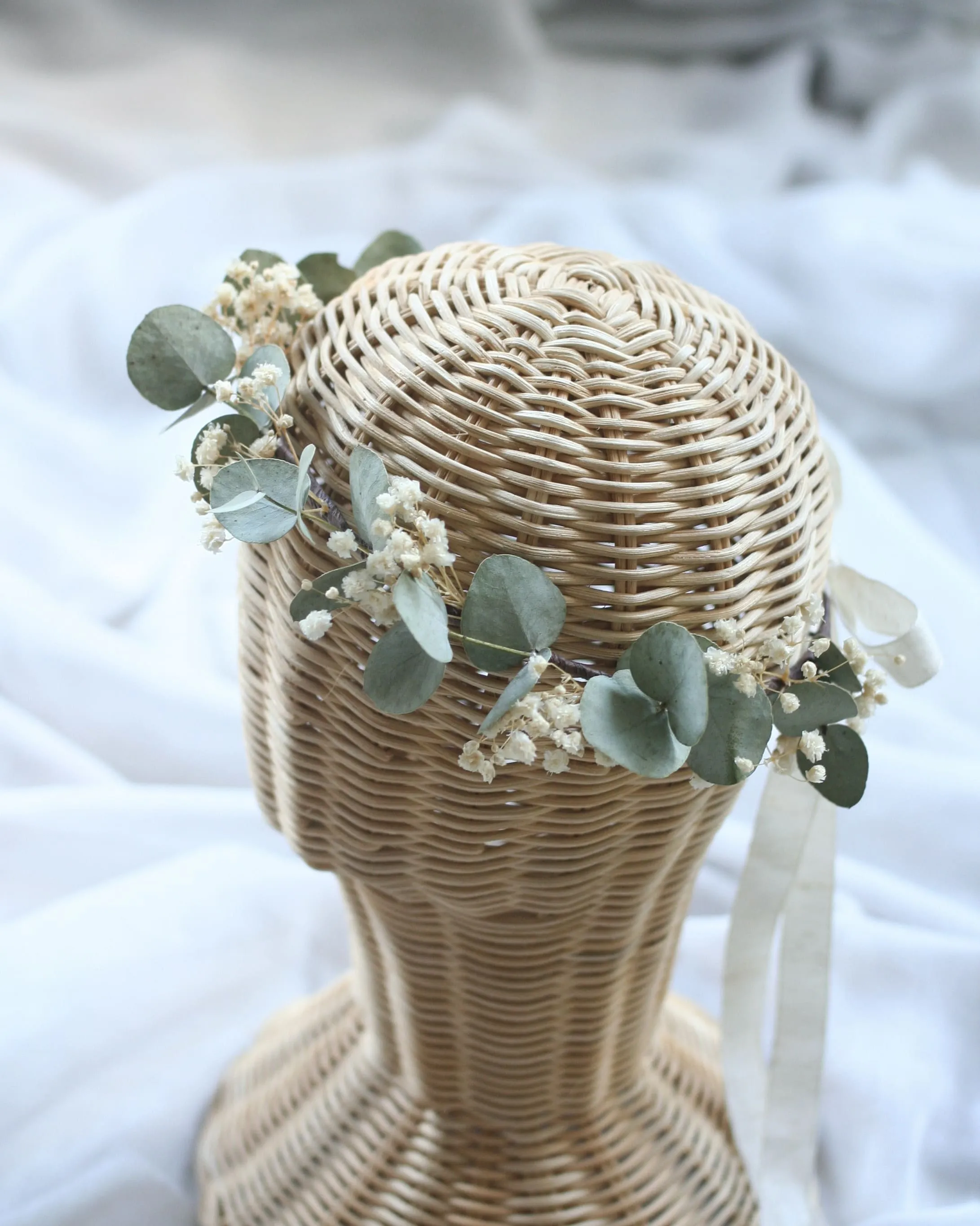 Dried Flower Crown EUCALYPTUS   BABY'S BREATH