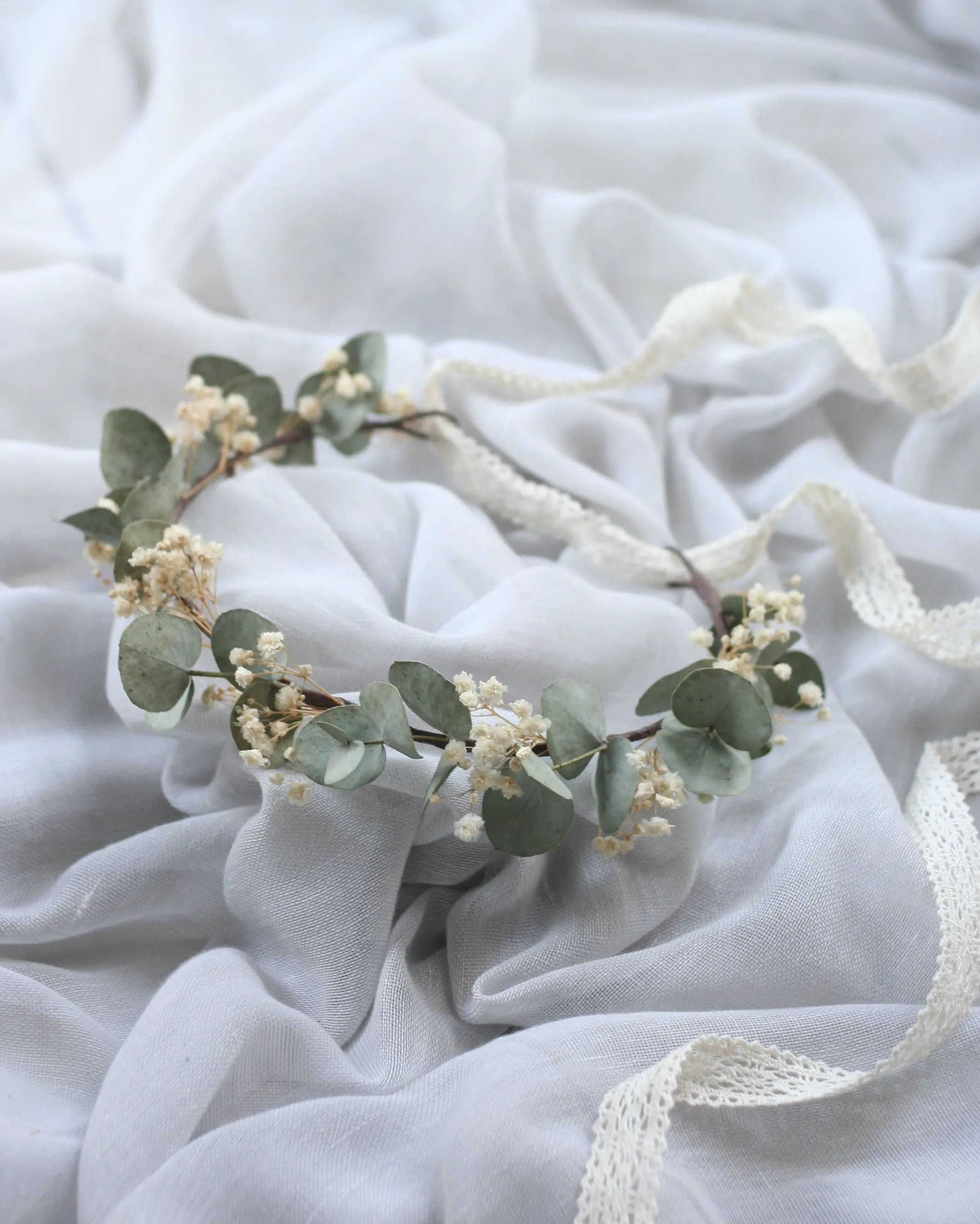 Dried Flower Crown EUCALYPTUS   BABY'S BREATH