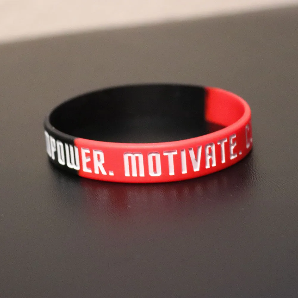 Empower Motivate Conquer Adult Red and Black Wristband