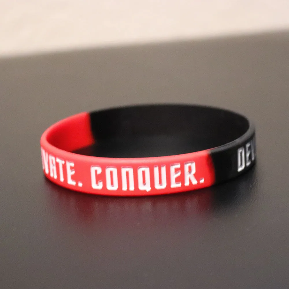 Empower Motivate Conquer Adult Red and Black Wristband