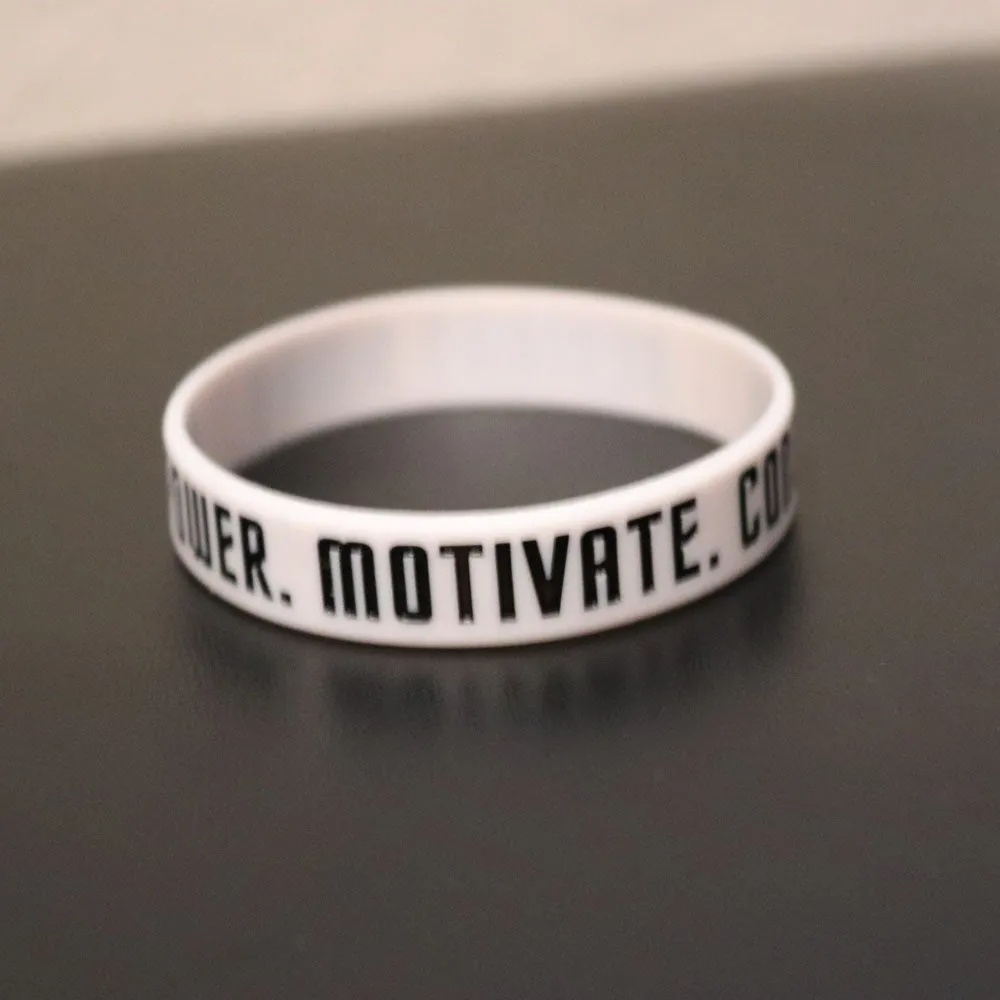 Empower Motivate Conquer Adult White Wristband