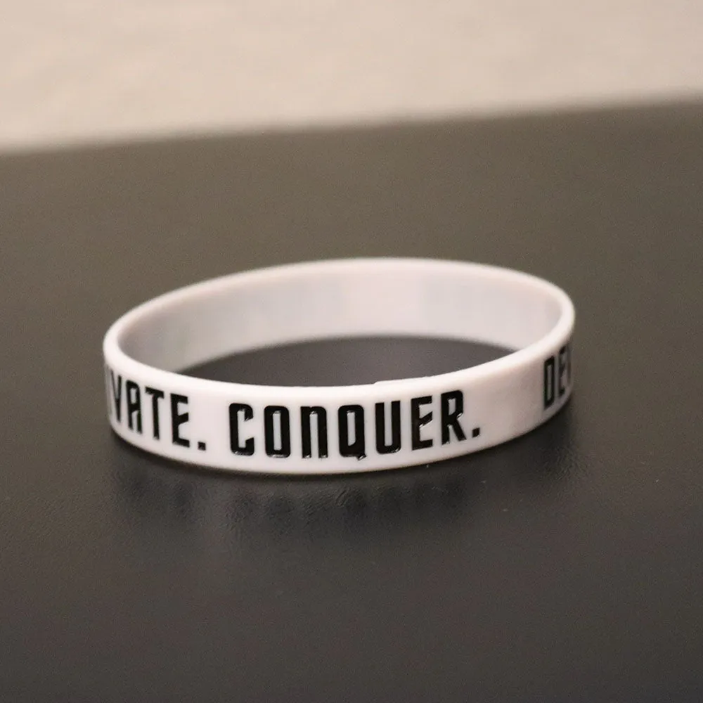 Empower Motivate Conquer Adult White Wristband