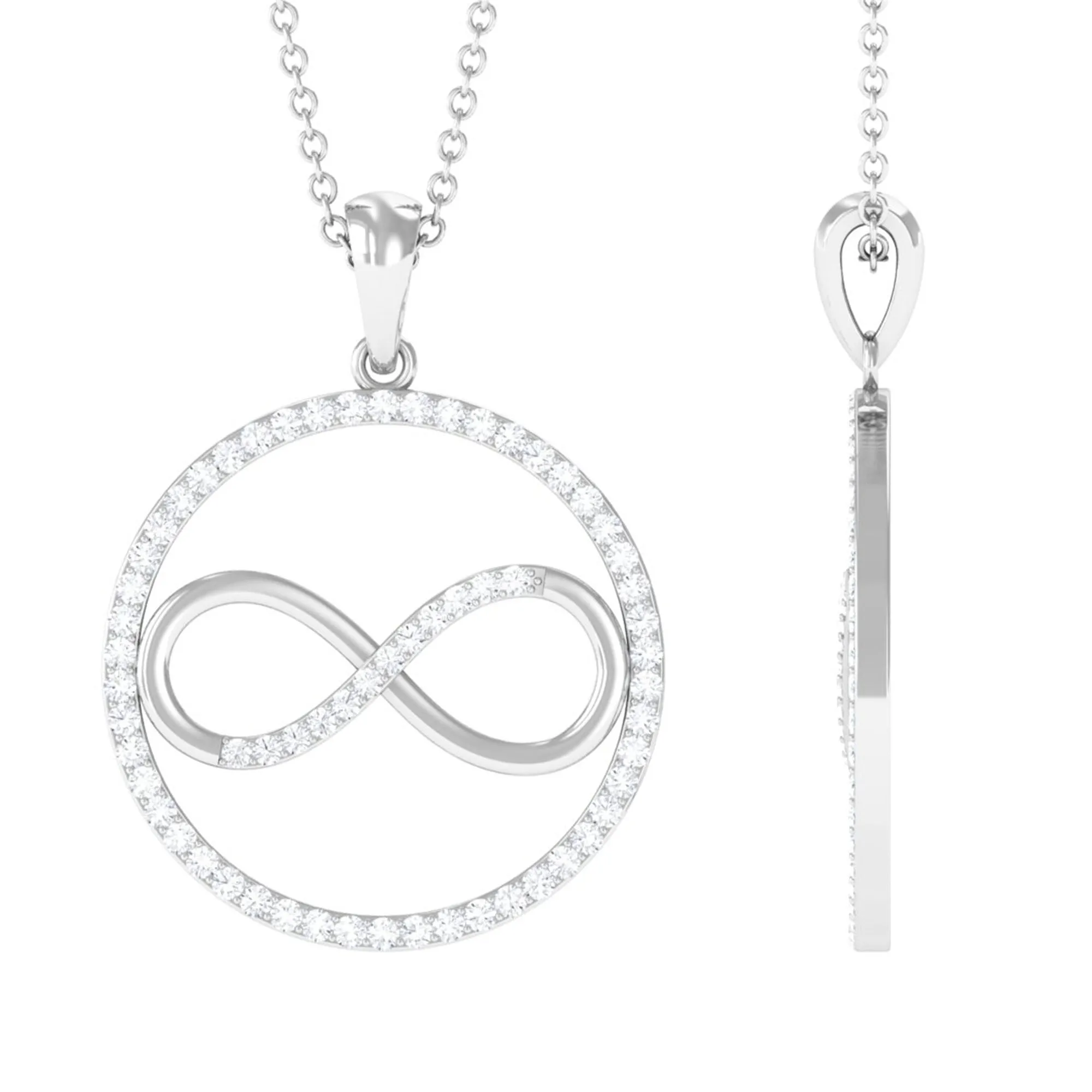 Eternity Circle and Infinity Pendant Necklace with Diamonds For Women