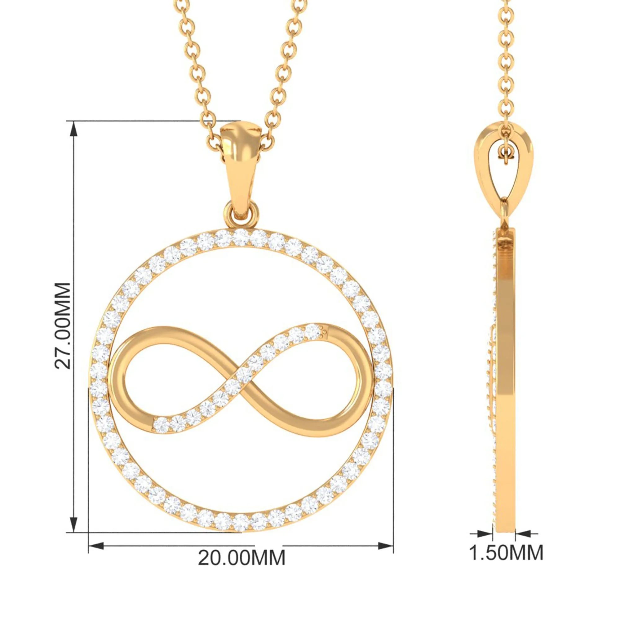 Eternity Circle and Infinity Pendant Necklace with Diamonds For Women