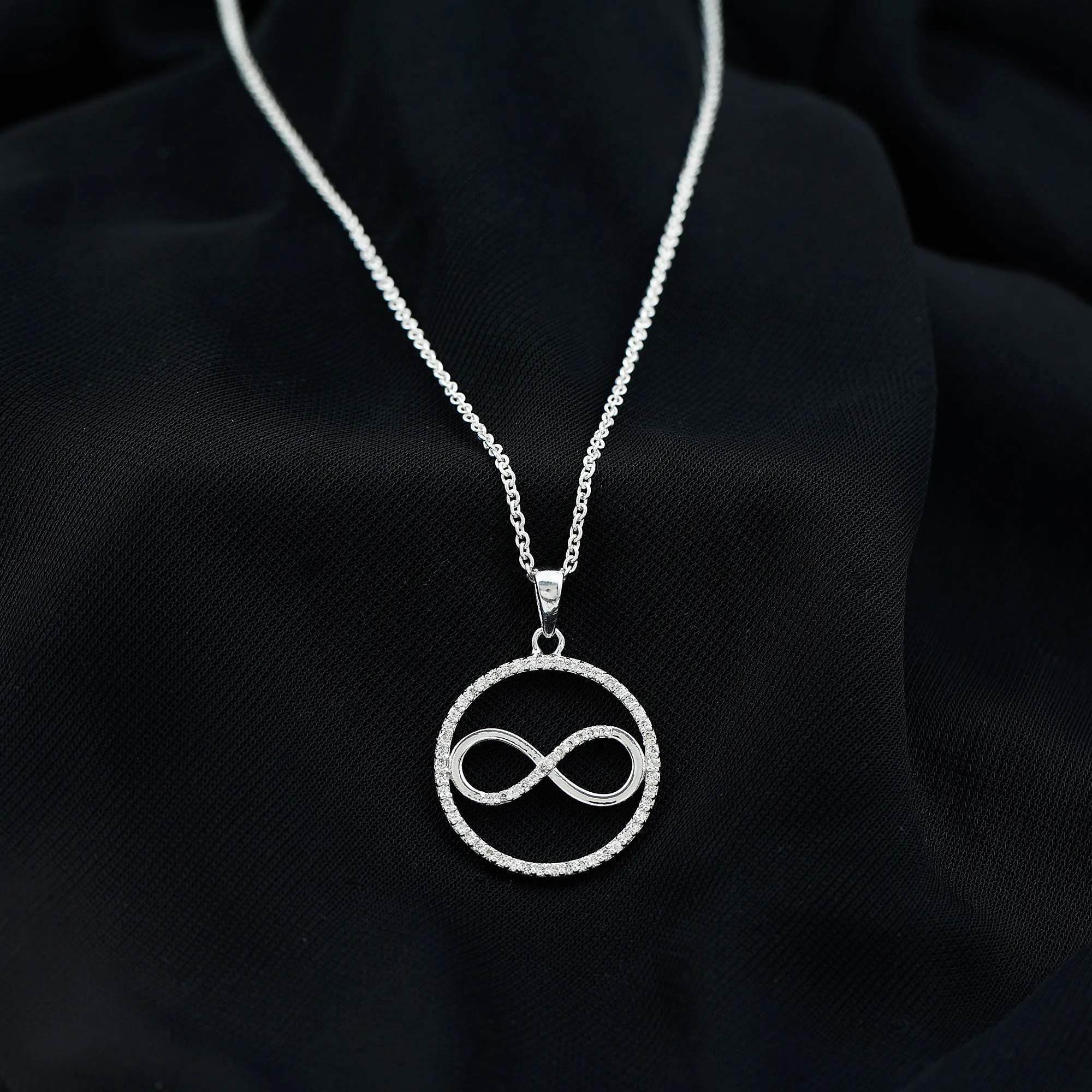 Eternity Circle and Infinity Pendant Necklace with Diamonds For Women