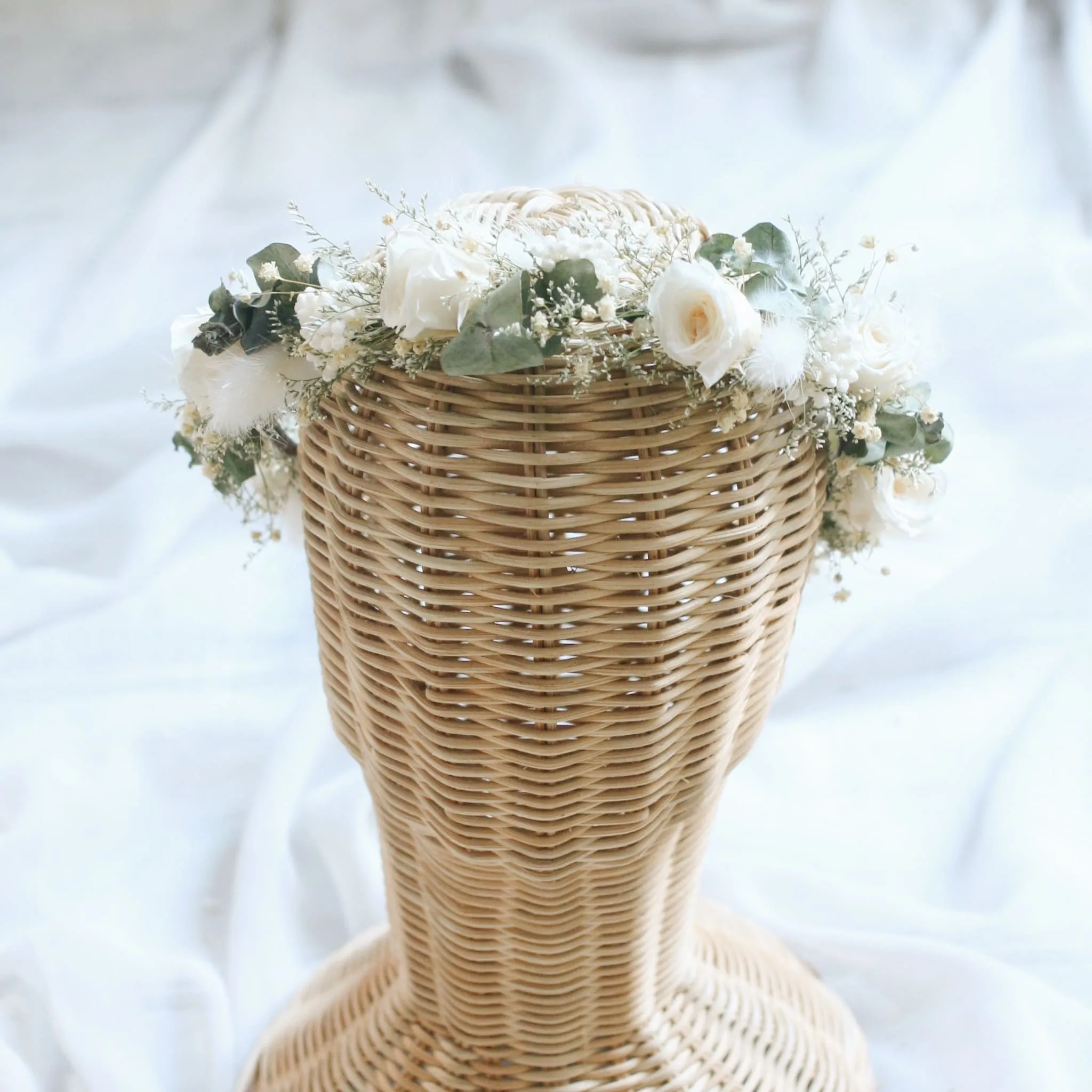 Everlasting White Rose Flower Crown ELEGANT BEAUTY