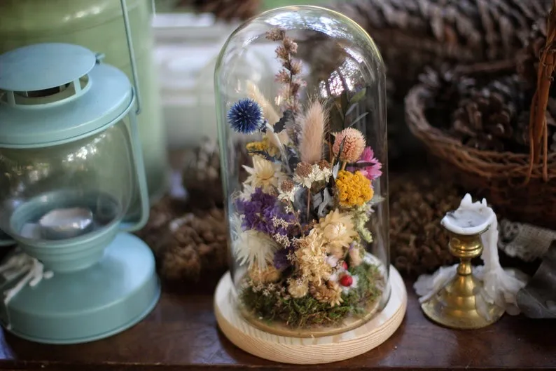 Extra Large Dried Flowers Glass Dome / Cloche