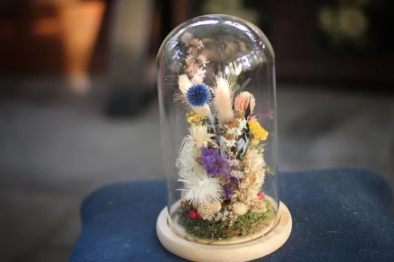 Extra Large Dried Flowers Glass Dome / Cloche