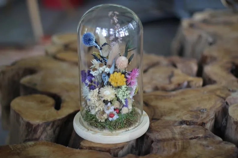 Extra Large Dried Flowers Glass Dome / Cloche