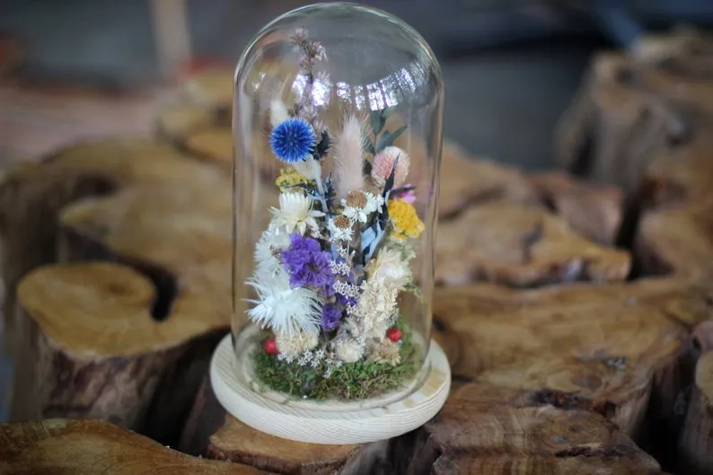 Extra Large Dried Flowers Glass Dome / Cloche