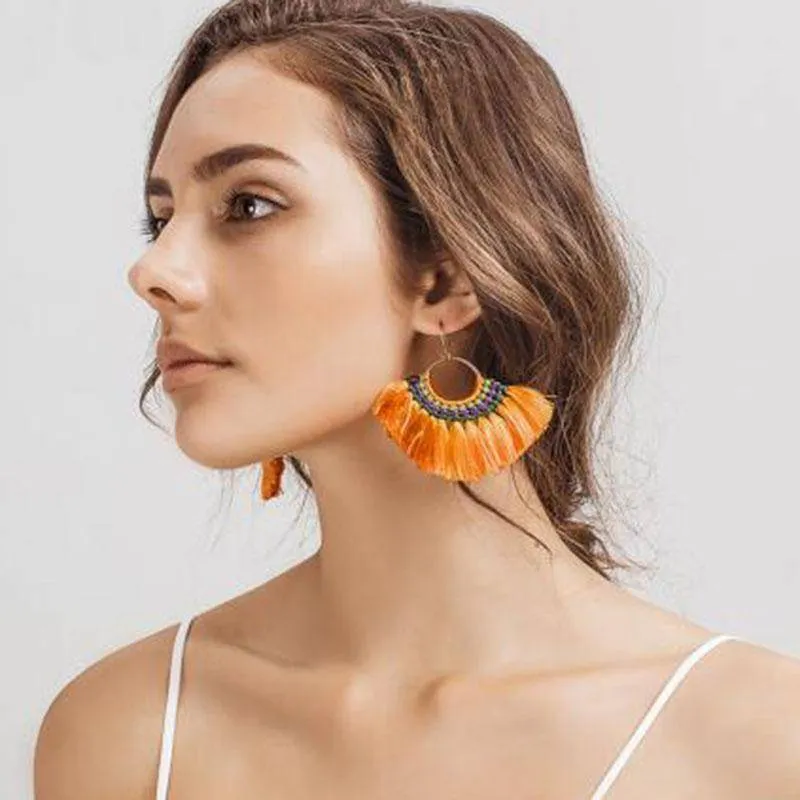 Fashion Hot Fringed Statement Earrings For Women Female Wedding Gifts Boho Tassel Drop Dangle Earrings Jewelry 5509