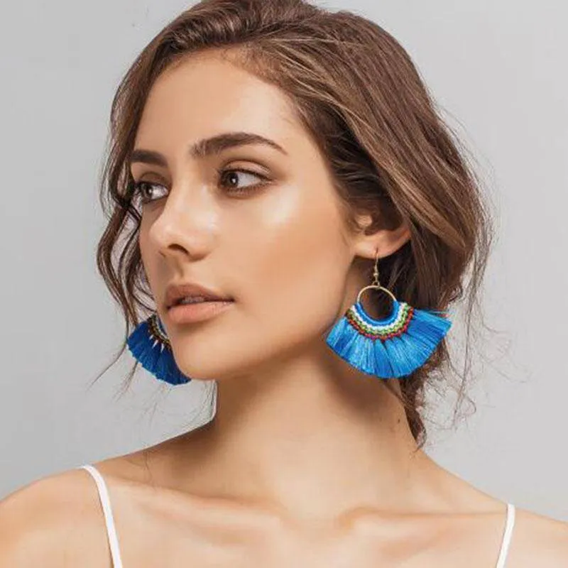 Fashion Hot Fringed Statement Earrings For Women Female Wedding Gifts Boho Tassel Drop Dangle Earrings Jewelry 5509