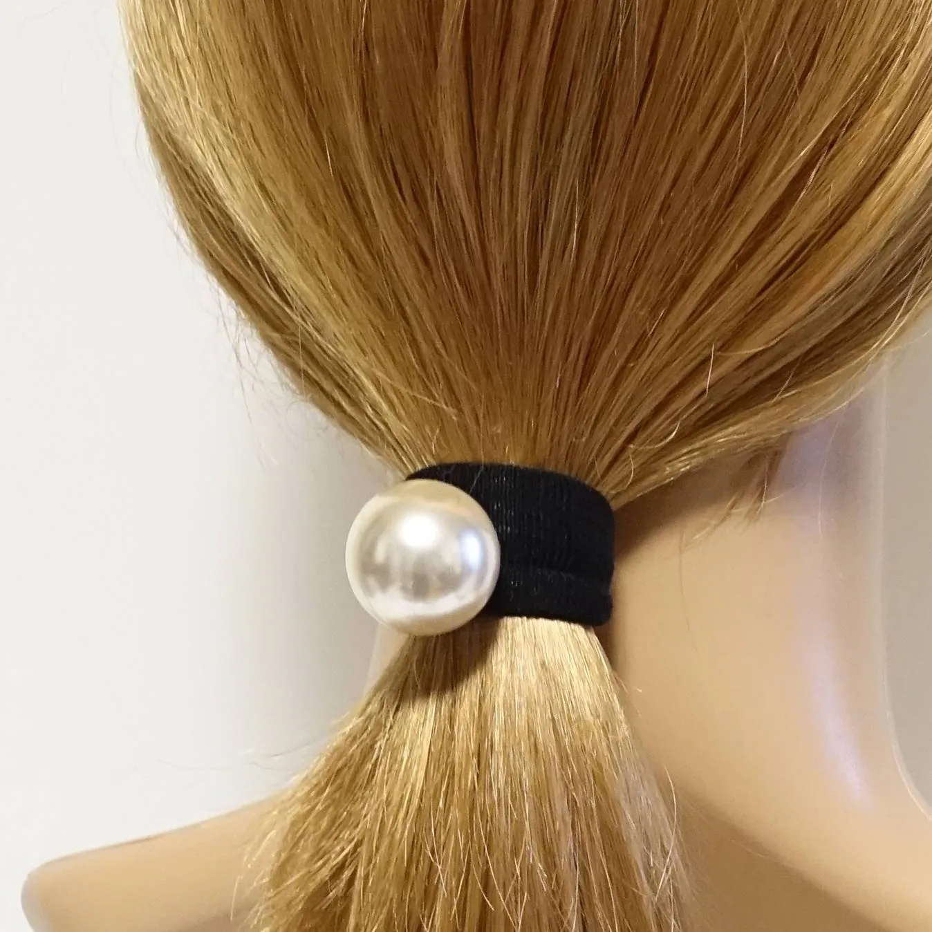 faux pearl hair elastic Set of 2 Sleek Pearl sleek Ball Dangling Elastic Bands Ponytail Holders Elegant Women Hair Accessories