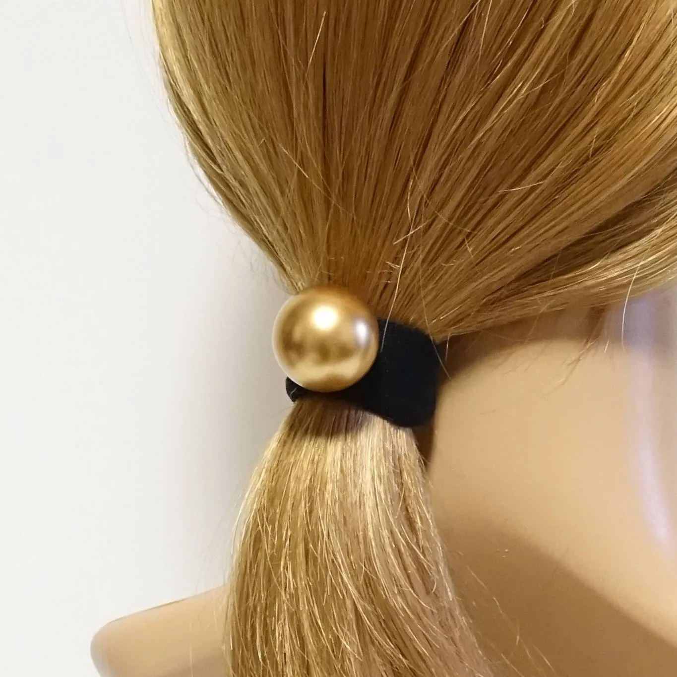 faux pearl hair elastic Set of 2 Sleek Pearl sleek Ball Dangling Elastic Bands Ponytail Holders Elegant Women Hair Accessories