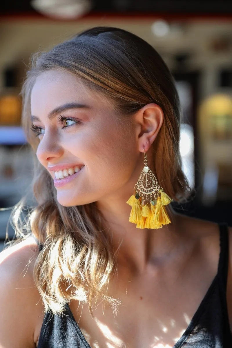 Filigree Raffia Tassel Earrings