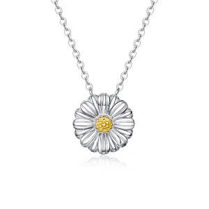 Floating Daisy Necklace Sterling Silver