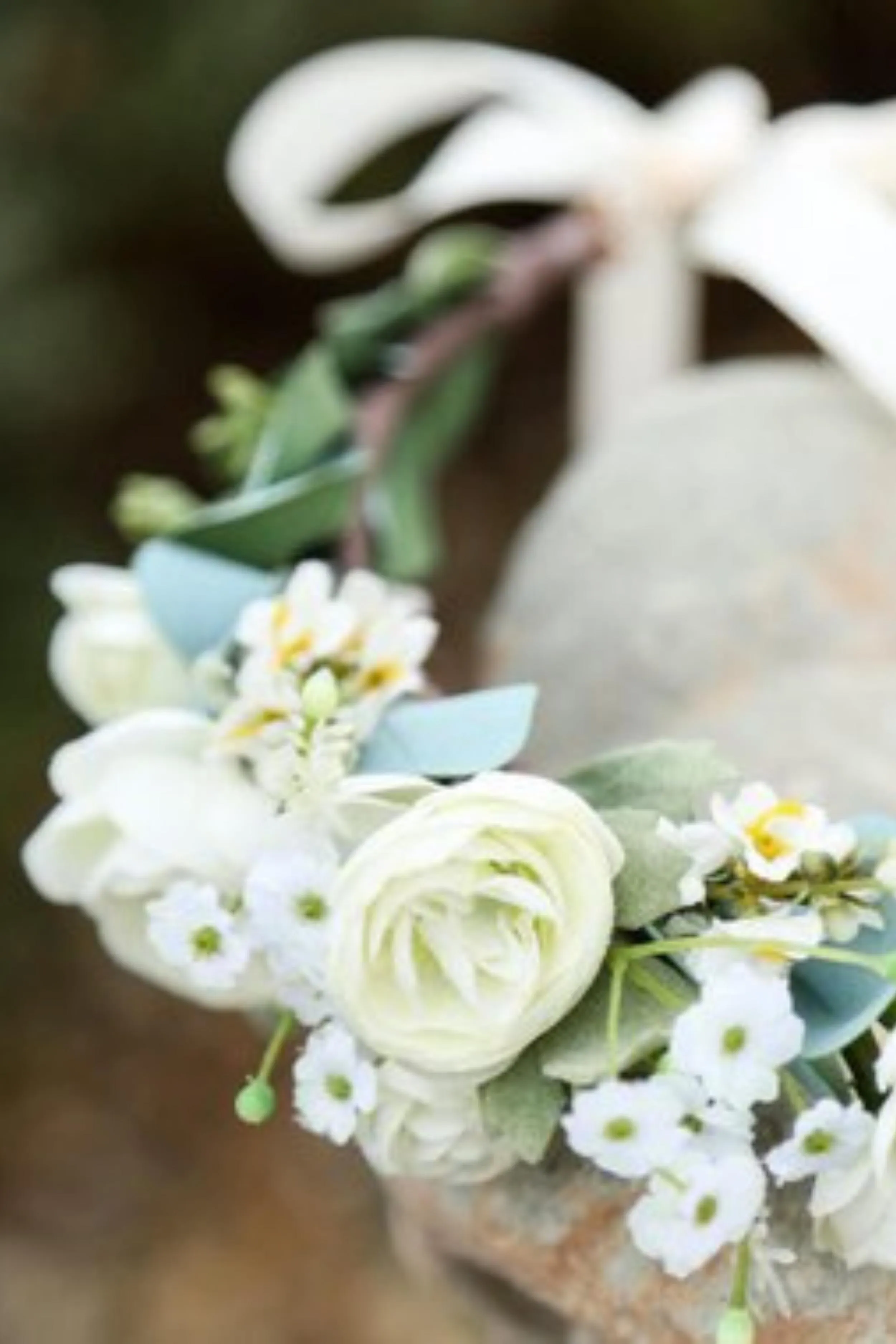 Flower Crown - White Flowers With Sage and Eucalyptus