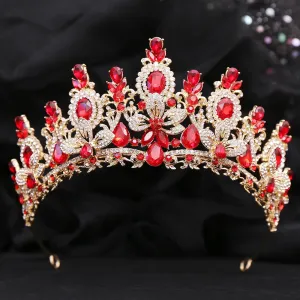 Flower Crystal Crown Tiara Vintage Party Hair Accessory