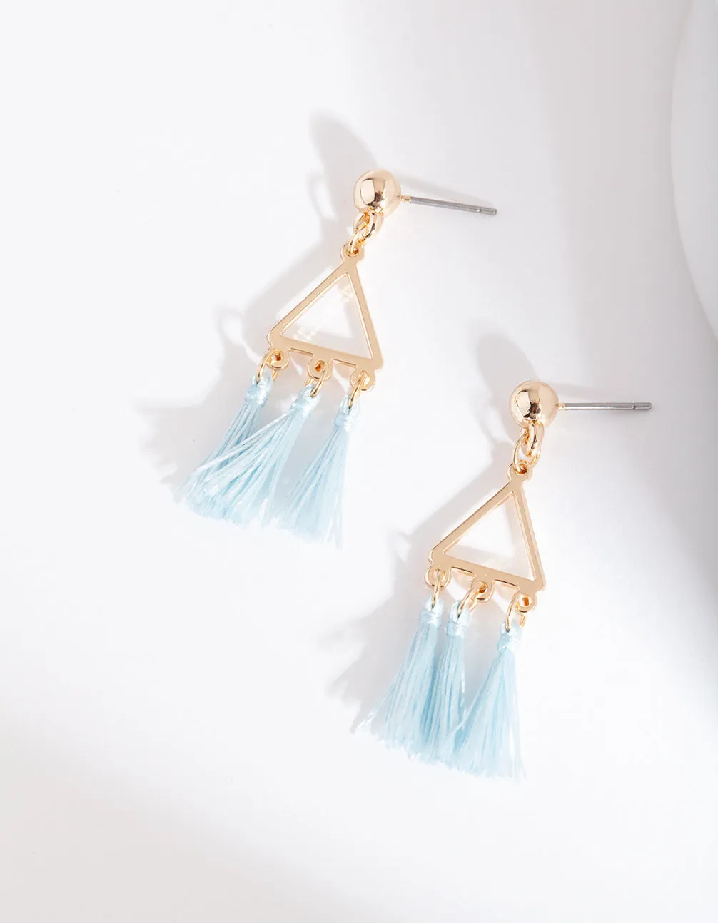 Gold Blue Tassel Earring