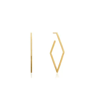 Gold Textured Diamond Hoop Earrings