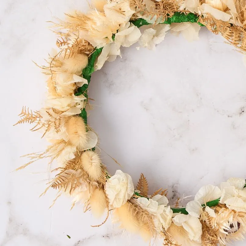 Golden Fern Dried Flower Crown