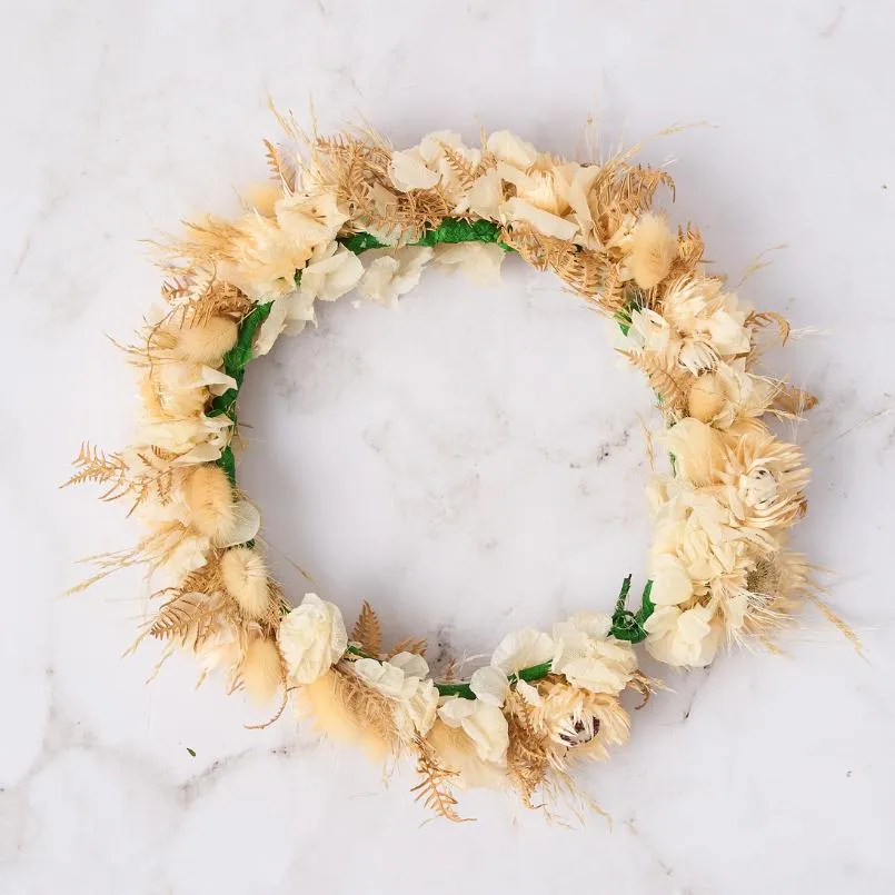 Golden Fern Dried Flower Crown