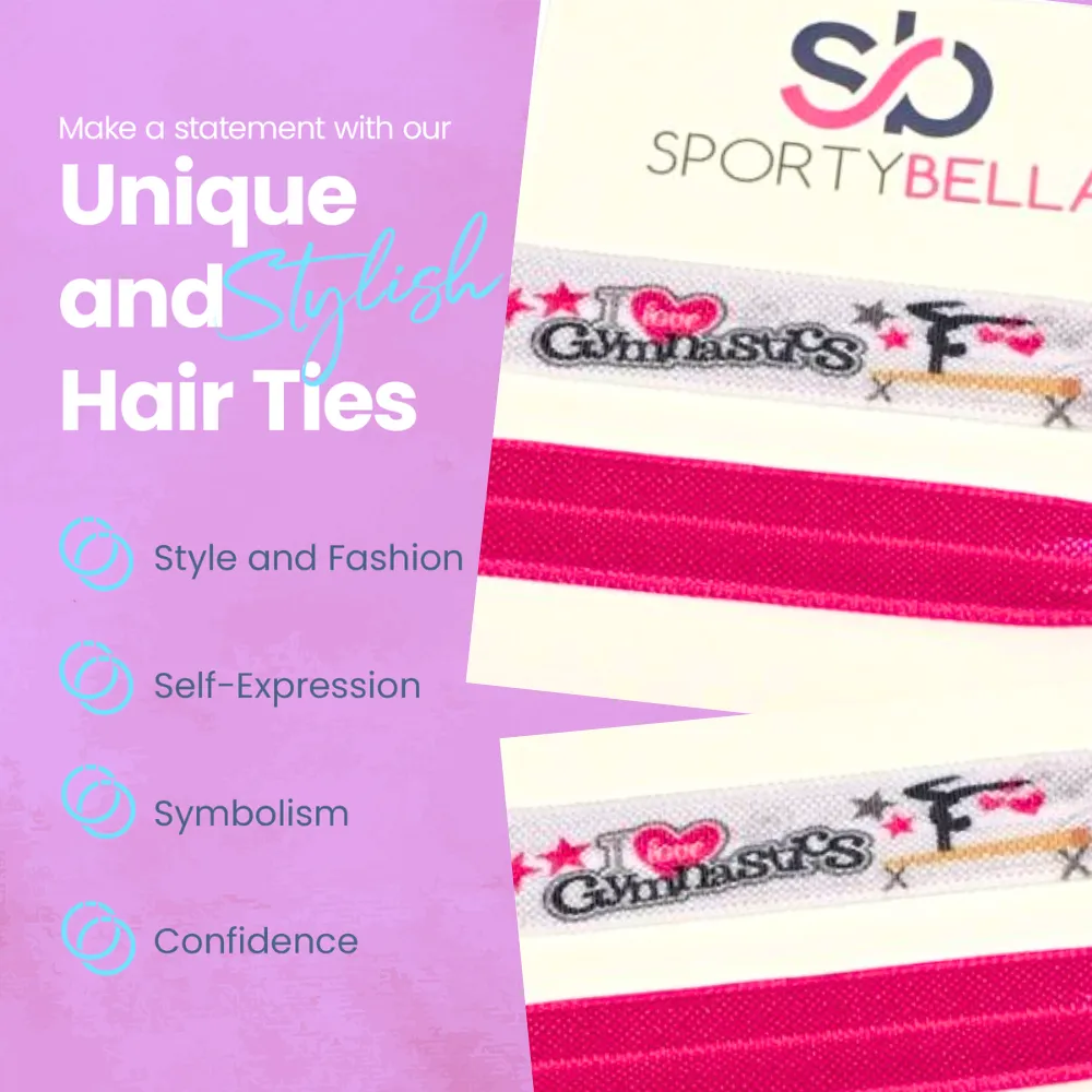 Gymnastics Hair Ties - 5 pack - Fucshia White