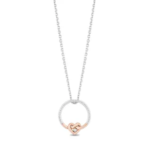 Hallmark Fine Jewelry Sterling Silver and 10K Rose Gold Infinity Heart Pendant Necklace with Diamonds