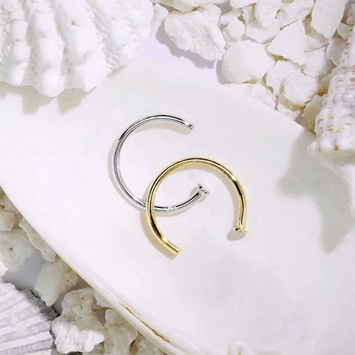 Hoop Nose Ring in 14K Yellow Gold