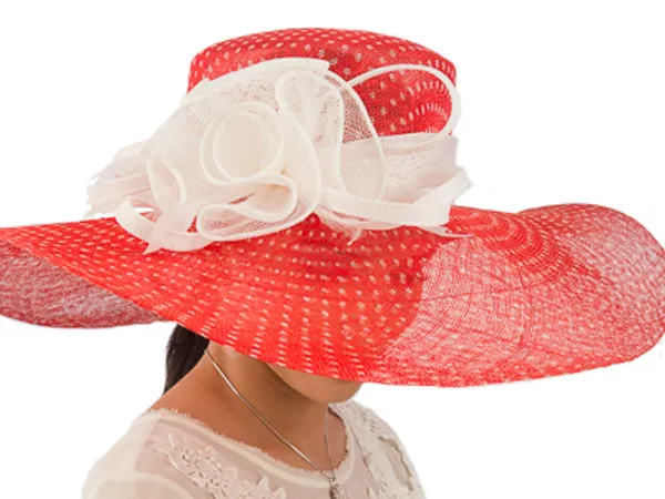 Ivy Wide Brim Floppy Dot Hat Red