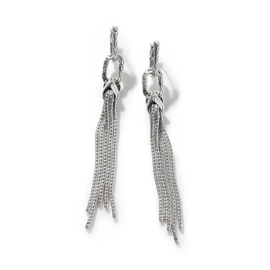 John Hardy Asli Classic Chain Sterling Silver Tassel Convertable Earrings