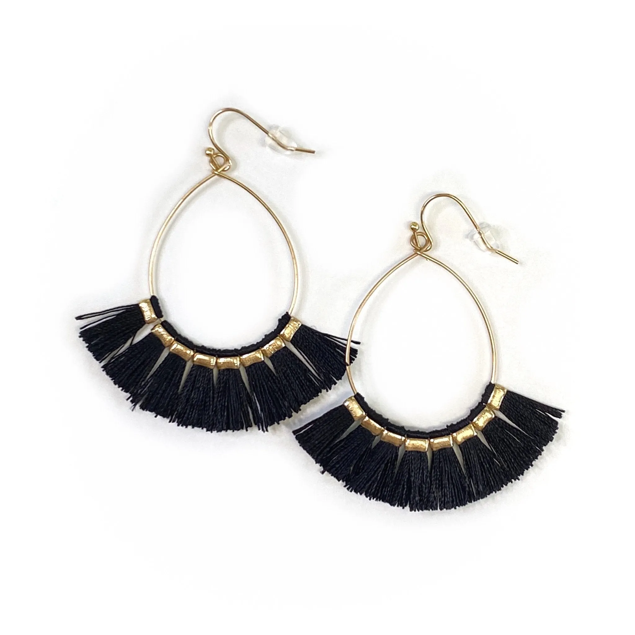 Just a Tassel Black Earrings