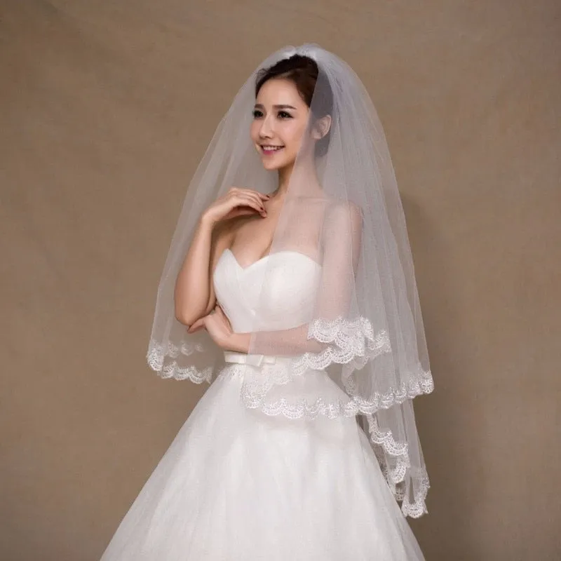 Lace Edge Short Bridal Veil