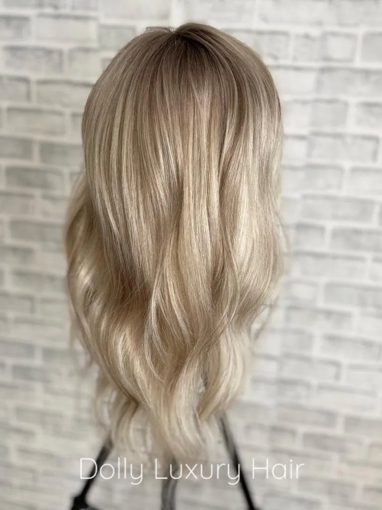 LAILA | Luxe Ash Blonde Balayage 100% Human Hair Swiss 13x4 Lace Front Glueless Wig  Bleached Knots Transparent Lace Full Lace Upgrade Available