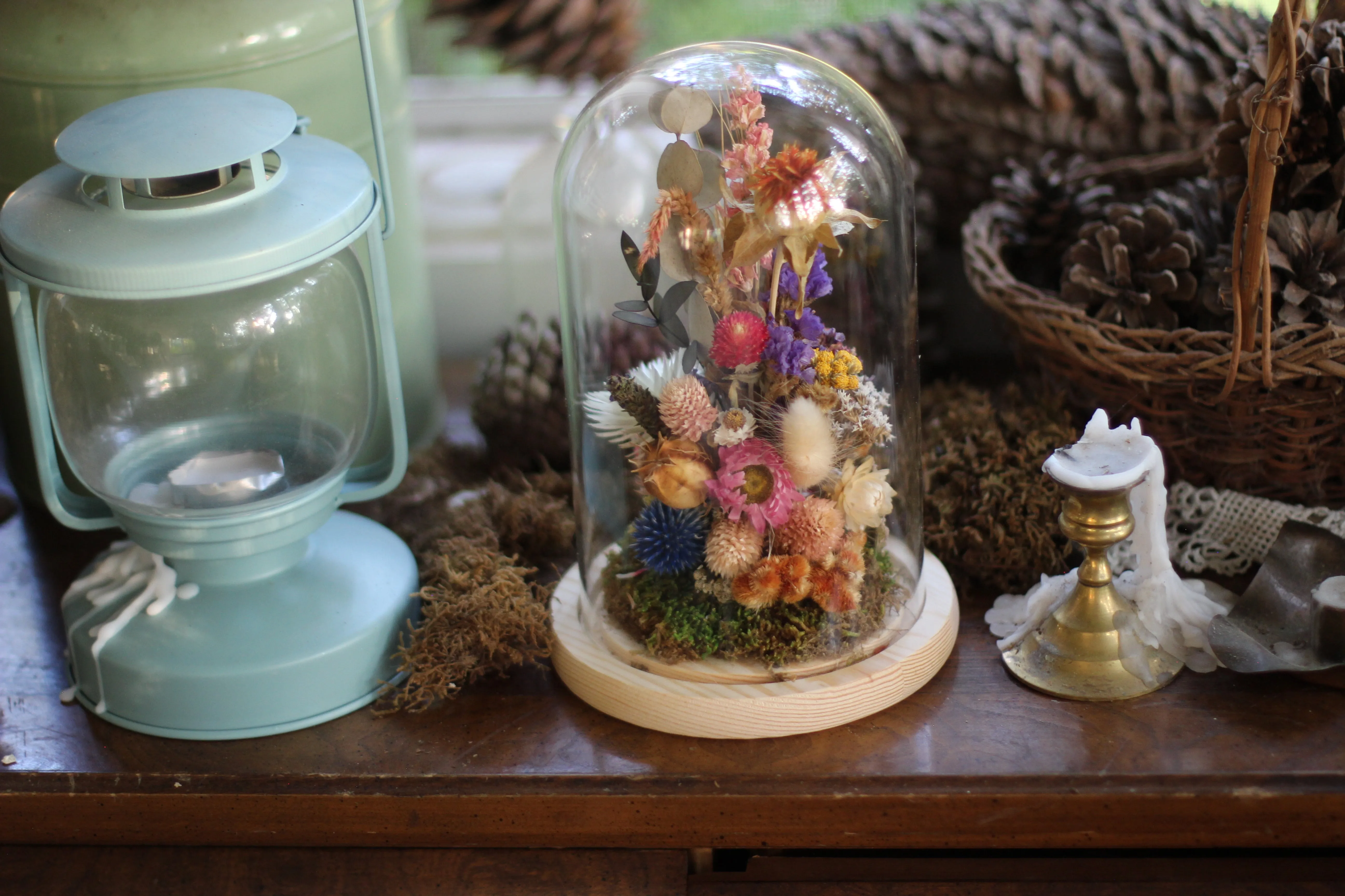 Large Dried Flowers Glass Dome / Cloche