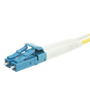 LC Duplex Fiber Optic Patch Cable, OS2 9/125 Singlemode, Yellow Jacket, Blue Connector, 1 meter (3.3 foot)